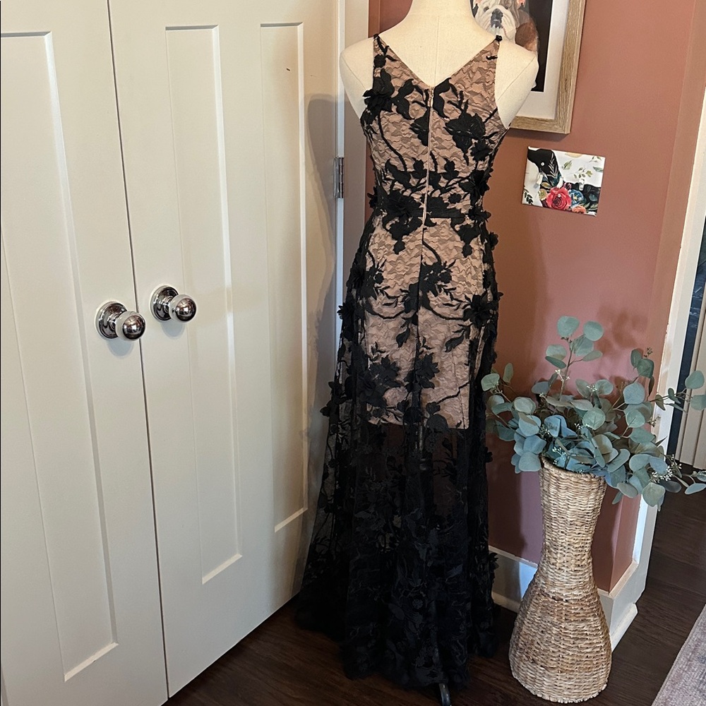 Dress the Population Sidney Black Floral Lace bodycon sheer lace XXS Maxi Dress - Picture 10 of 16